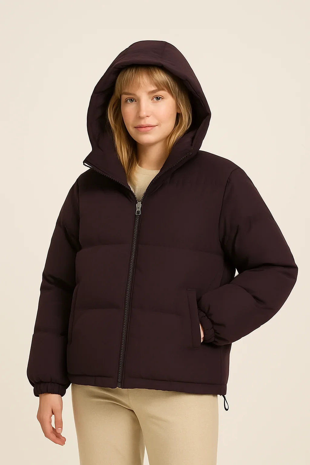 Sasha | Puffer Jacket Puffer Coat Quilted Winter Warm Hooded Water-Resistant Zip Up Padded Lined