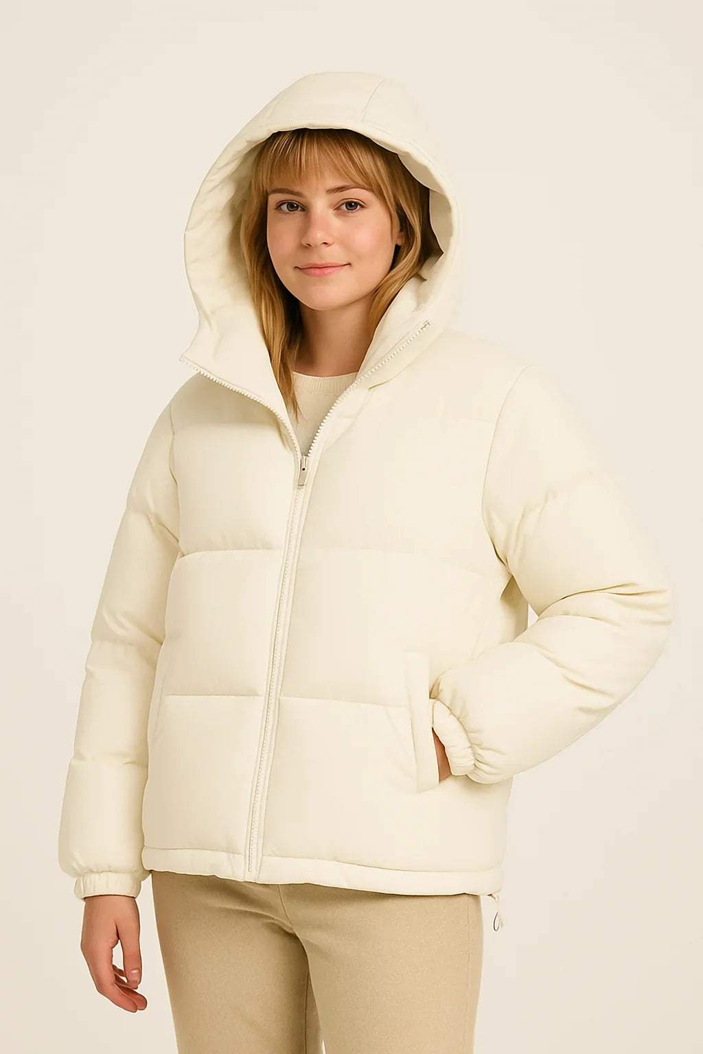 Sasha | Puffer Jacket Puffer Coat Quilted Winter Warm Hooded Water-Resistant Zip Up Padded Lined
