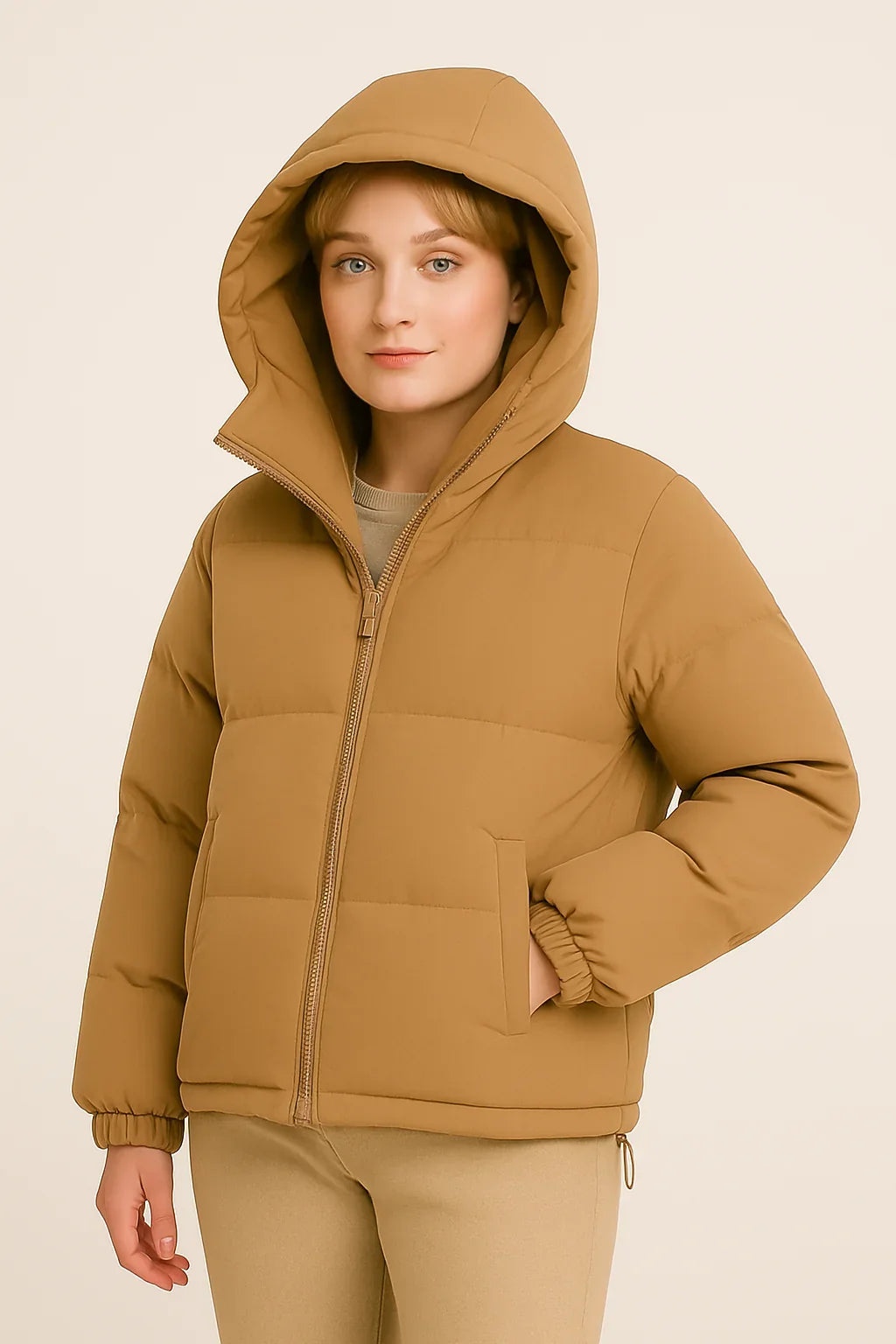 Sasha | Puffer Jacket Puffer Coat Quilted Winter Warm Hooded Water-Resistant Zip Up Padded Lined