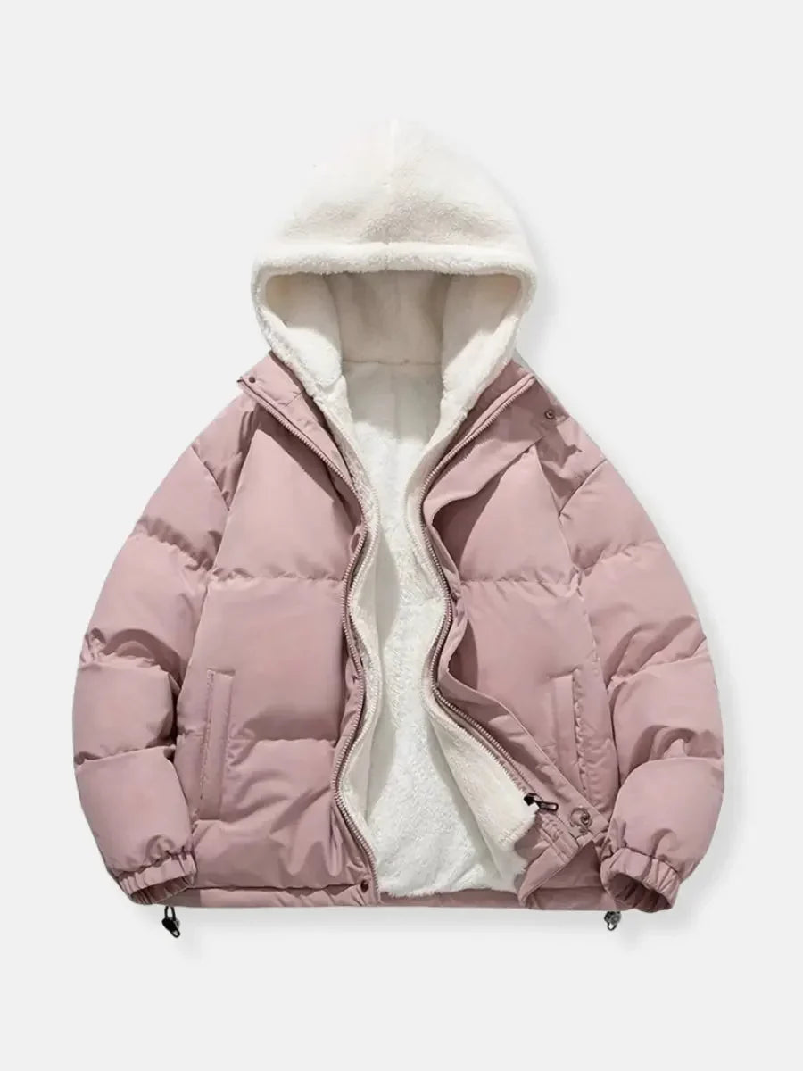 Lena | Quilted Jacket Puffer Jacket Puffer Coat Winter Warm Hooded Sherpa Lined Zip Up