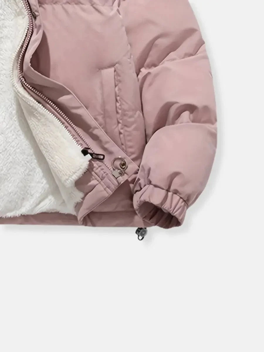 Lena | Quilted Jacket Puffer Jacket Puffer Coat Winter Warm Hooded Sherpa Lined Zip Up