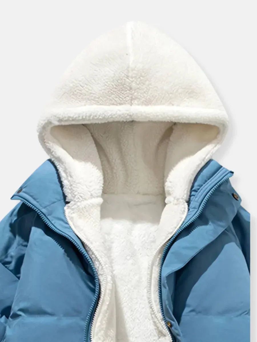 Lena | Quilted Jacket Puffer Jacket Puffer Coat Winter Warm Hooded Sherpa Lined Zip Up