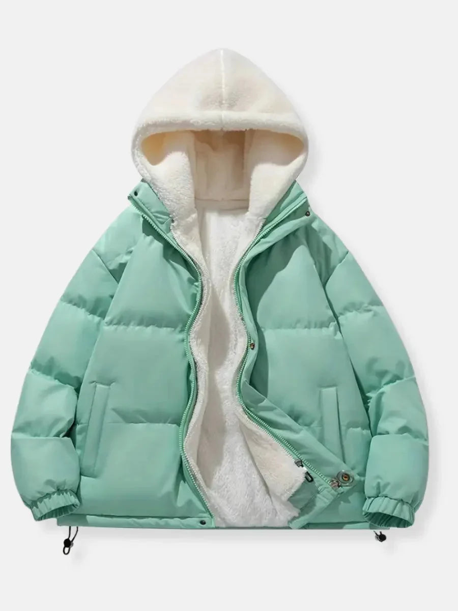 Lena | Quilted Jacket Puffer Jacket Puffer Coat Winter Warm Hooded Sherpa Lined Zip Up