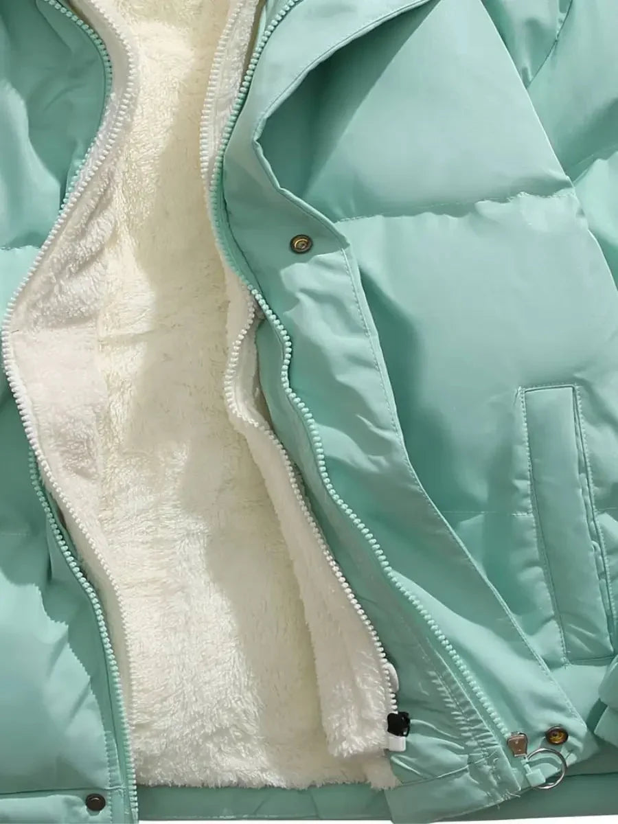 Lena | Quilted Jacket Puffer Jacket Puffer Coat Winter Warm Hooded Sherpa Lined Zip Up