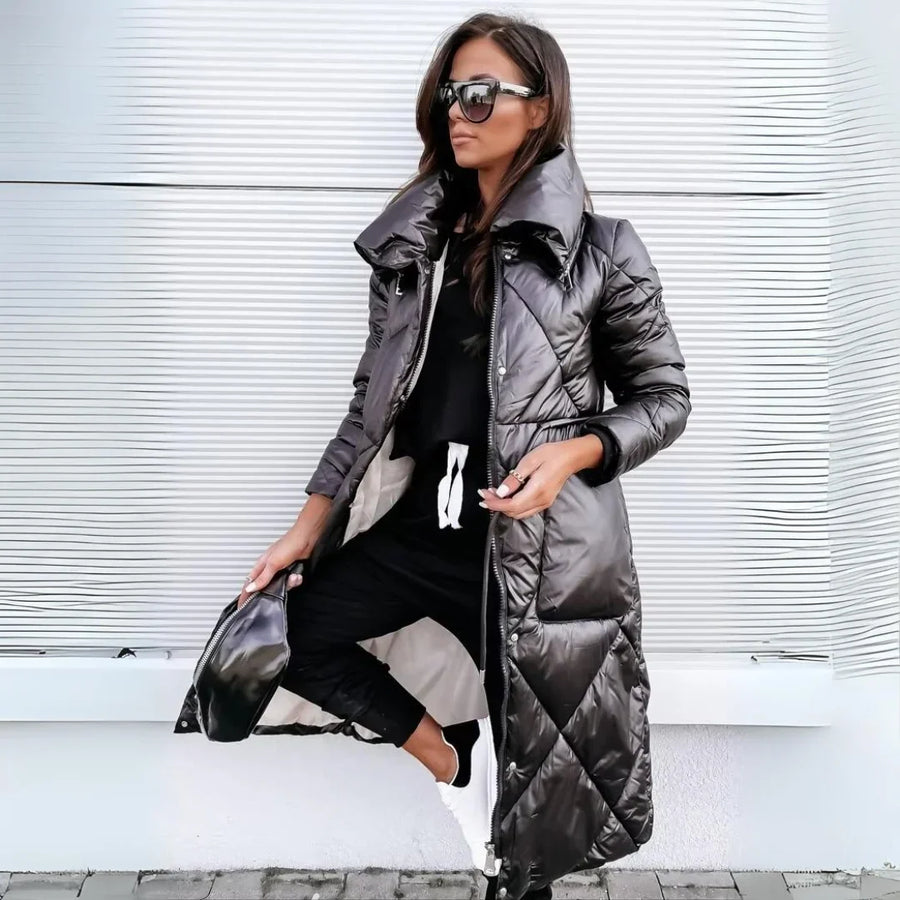 Henrietta | Quilted Belted Hooded Puffer Coat for Women