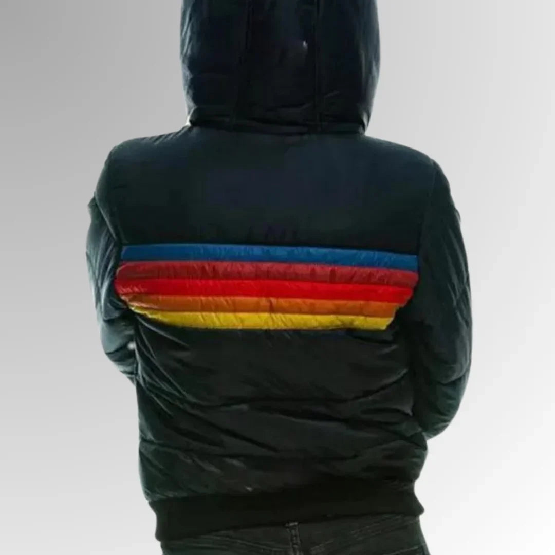 Paloma | Puffer Jacket Quilted Winter Warm Hooded Bomber Striped Zip Up Padded Ribbed Cuffs