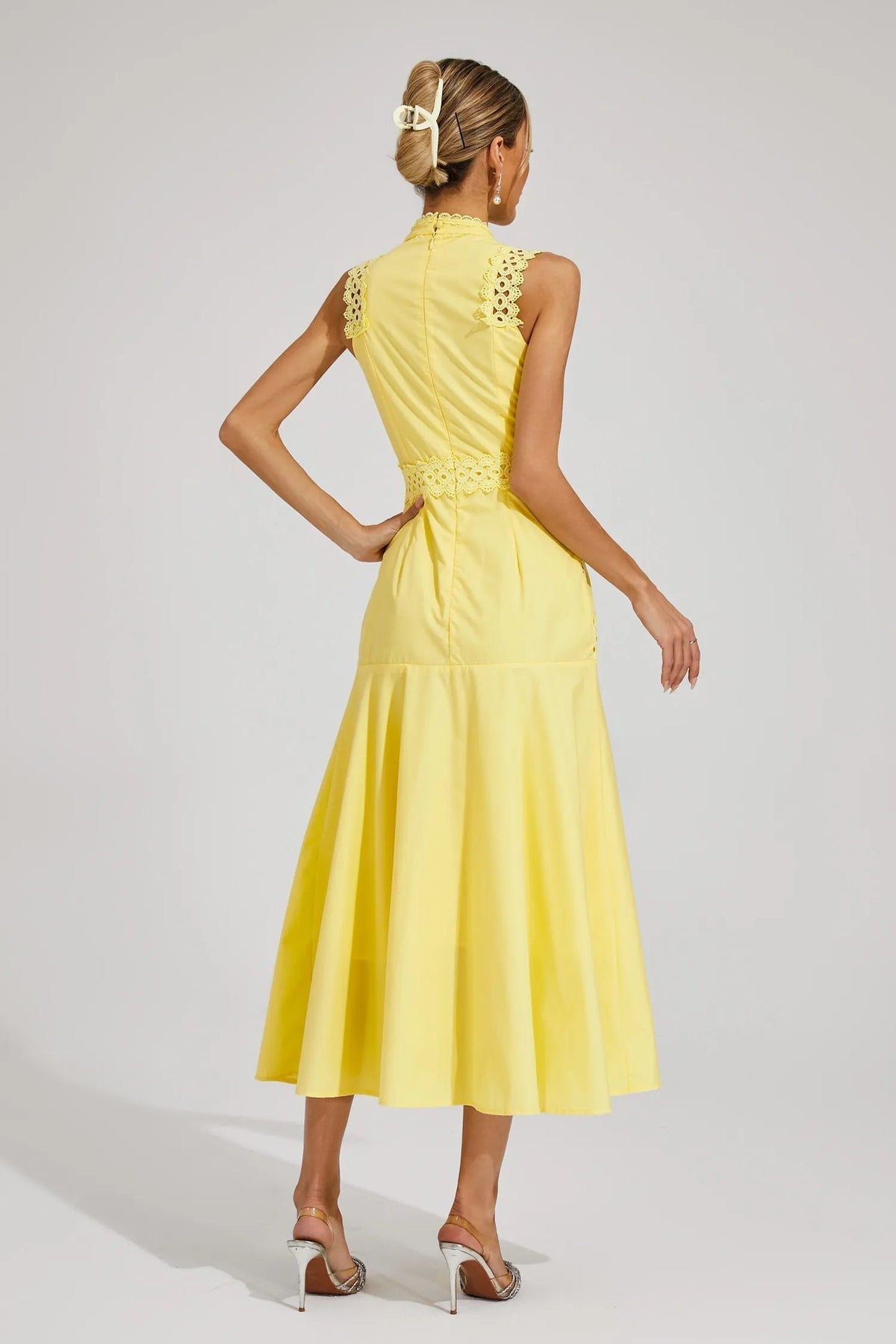 Colette | Wedding Guest Dress Midi Dress Women Lace Sleeveless Cutwork Cocktail Formal Garden Party