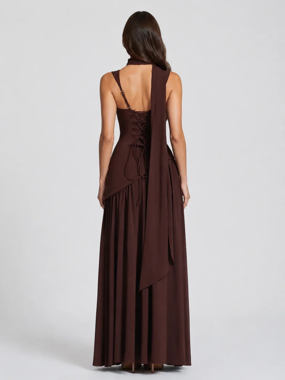 Adriana | Wedding Guest Dress Maxi Dress Women Halter Neck Square Neck Side Slit Draped