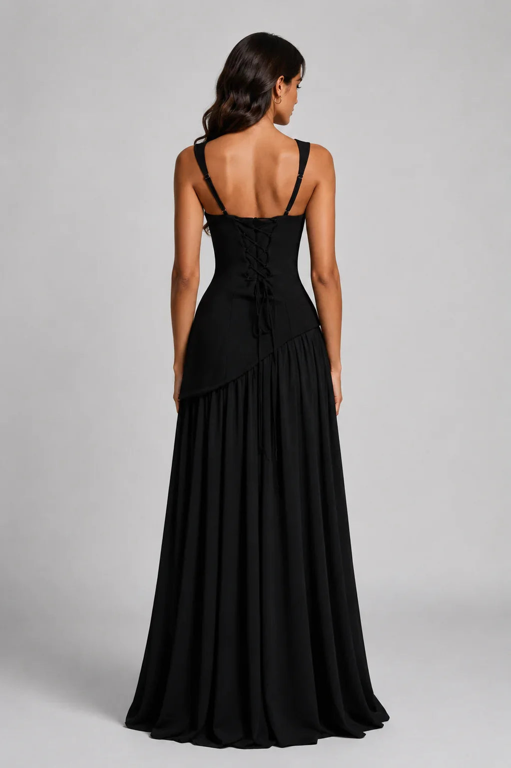 Adriana | Wedding Guest Dress Maxi Dress Women Halter Neck Square Neck Side Slit Draped