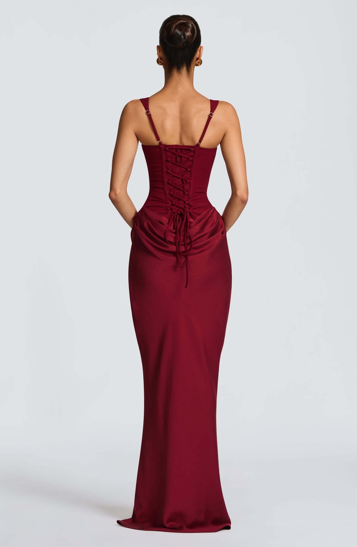 Isabella | Wedding Guest Dress Cocktail Maxi Bodycon Corset Square Neck Spaghetti Strap Lace-Up Back