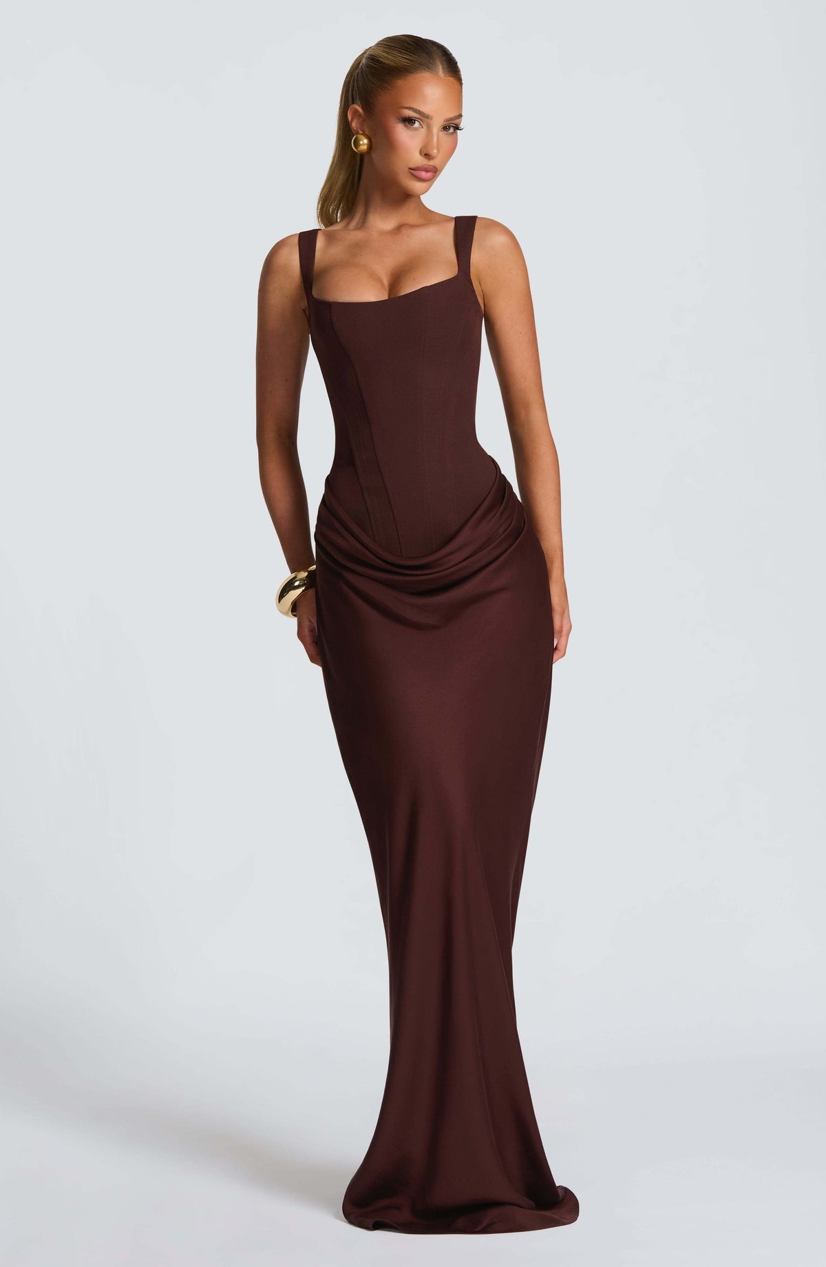 Isabella | Wedding Guest Dress Cocktail Maxi Bodycon Corset Square Neck Spaghetti Strap Lace-Up Back