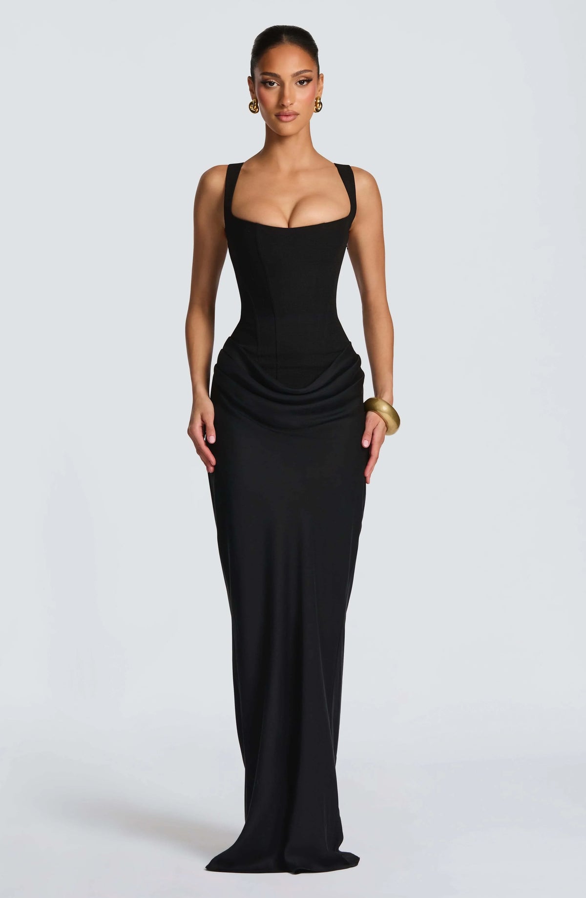 Isabella | Wedding Guest Dress Cocktail Maxi Bodycon Corset Square Neck Spaghetti Strap Lace-Up Back