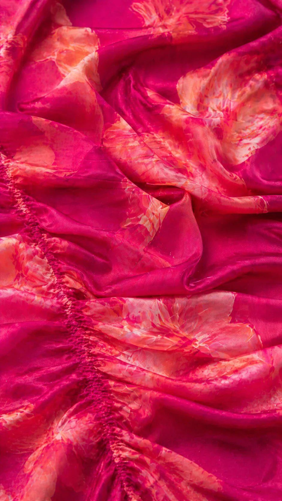 Ophelia | Wedding Guest Dress Cocktail Maxi Floral Halter Neck Ruched High Slit Sleeveless Fuchsia