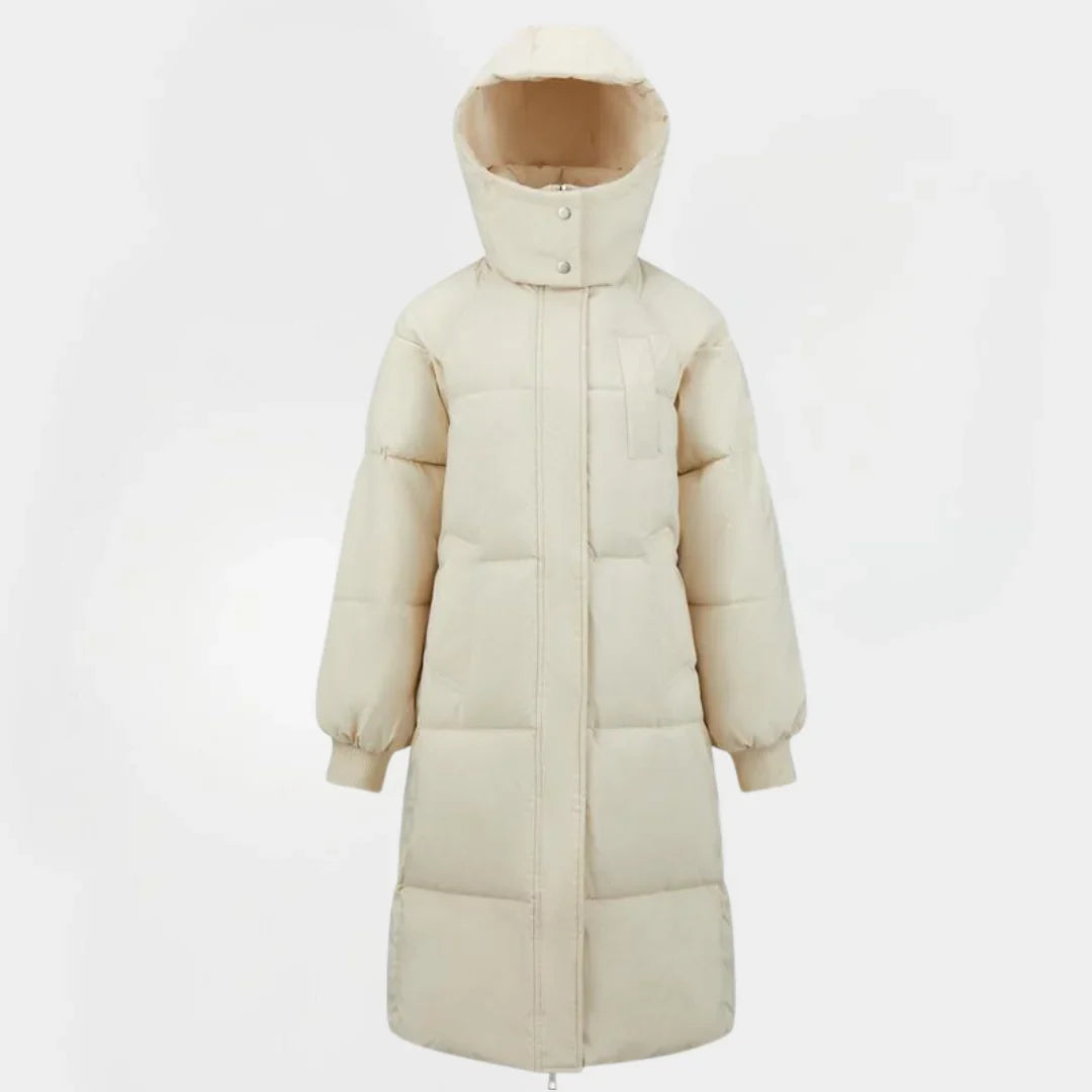Thea | Puffer Coat Puffer Jacket Quilted Winter Warm Hooded Longline Stand Collar Zip Up
