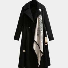 Women's Emily belted midi trench coat by Christine Brewer, relaxed fit, long sleeves, stylish and versatile outerwear.