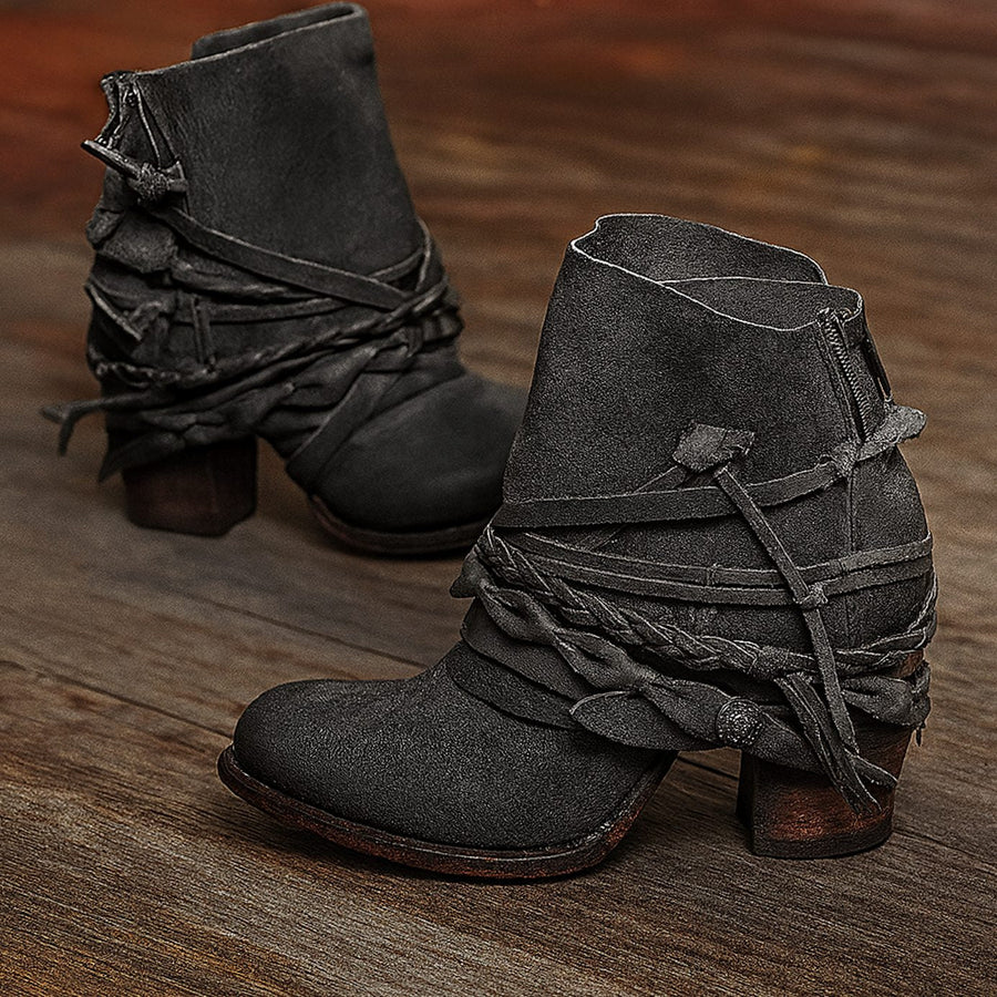 Opal | Ankle Boots, Western Boots, Women, Cowboy Boots, Block Heel, Side Zip, Faux Leather,