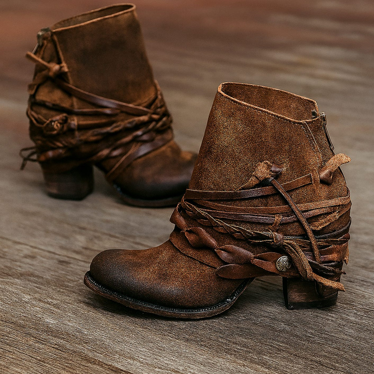 Opal | Ankle Boots, Western Boots, Women, Cowboy Boots, Block Heel, Side Zip, Faux Leather,