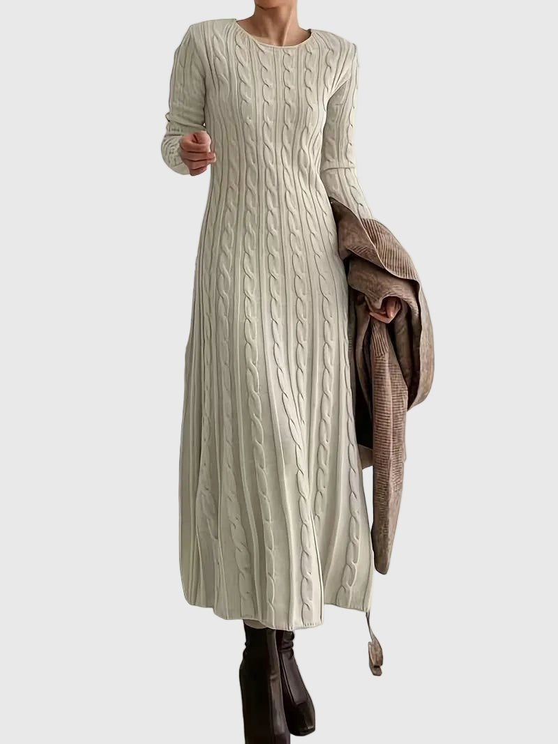 Colleen | Cable-Knit Crew Neck Sweater Dress for Women