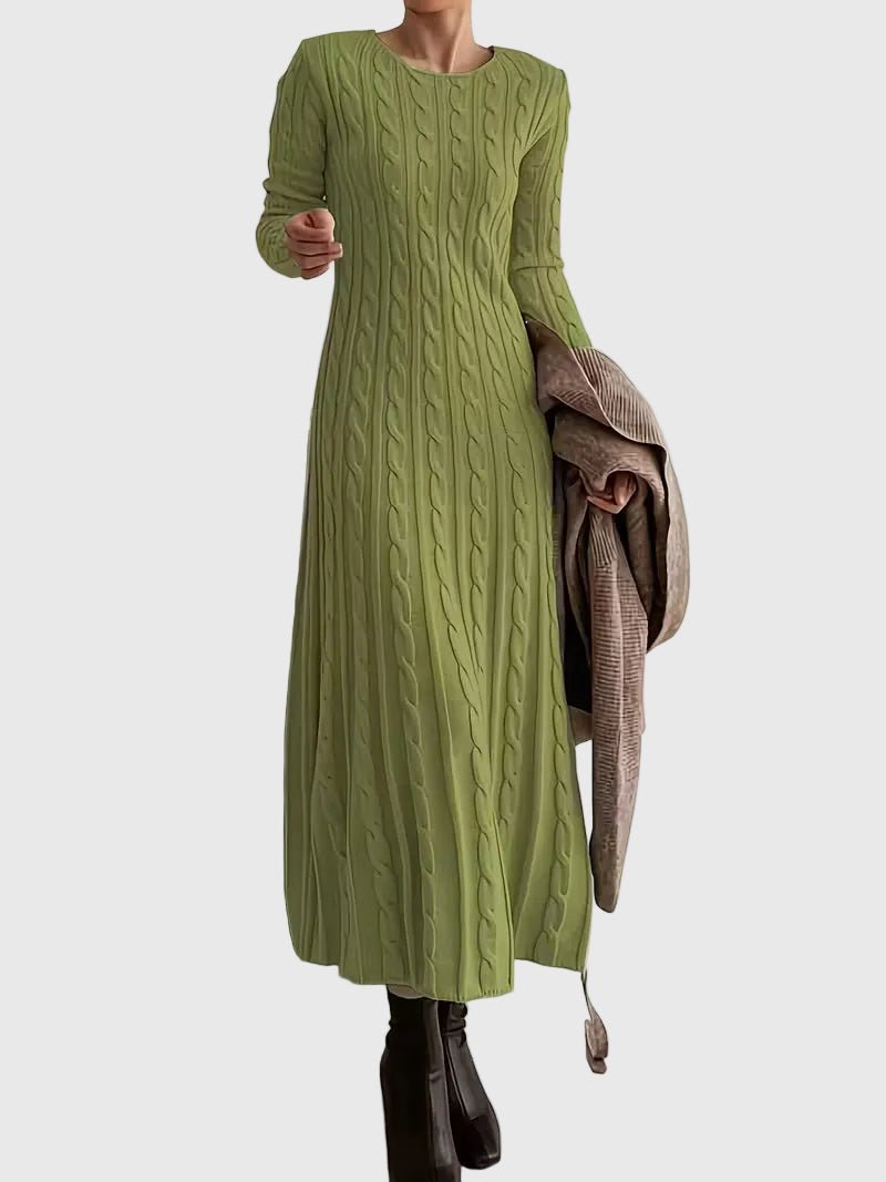 Colleen | Cable-Knit Crew Neck Sweater Dress for Women