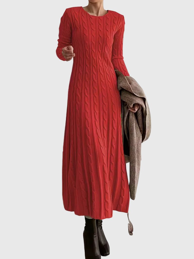 Colleen | Cable-Knit Crew Neck Sweater Dress for Women