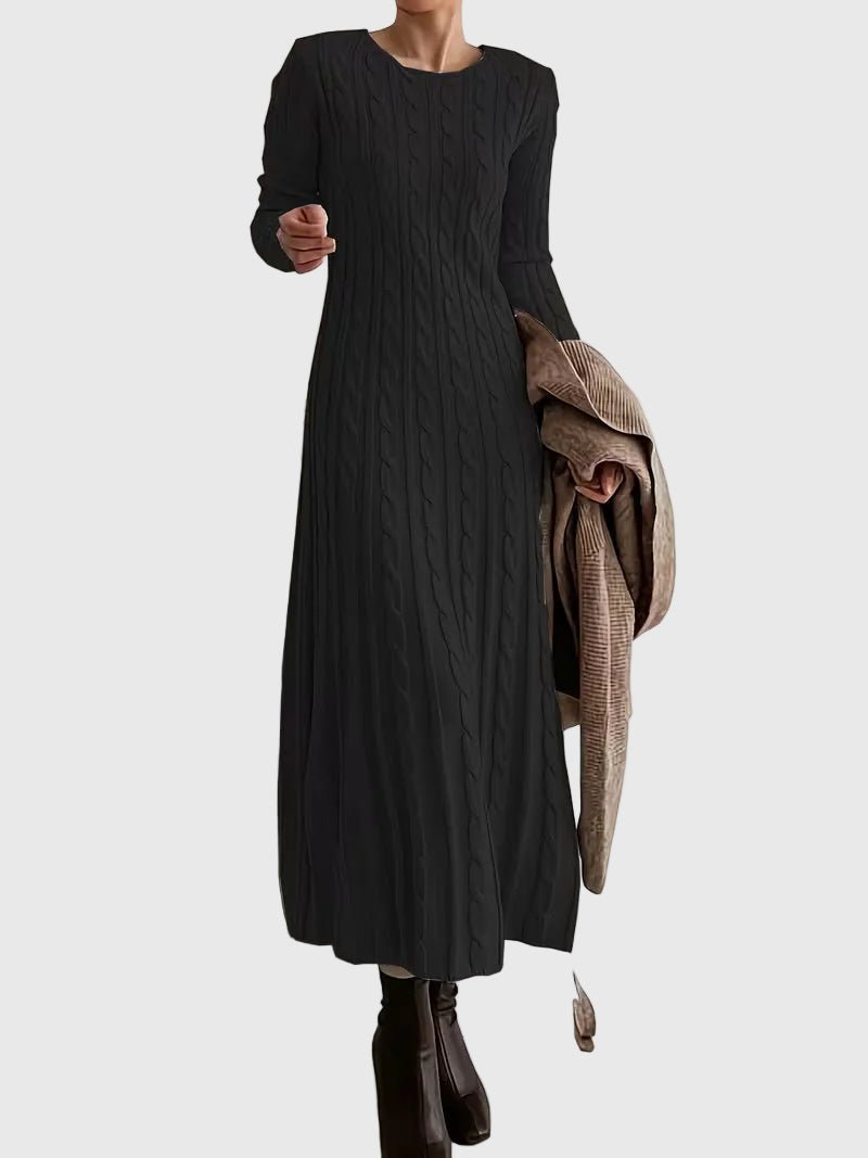 Colleen | Cable-Knit Crew Neck Sweater Dress for Women