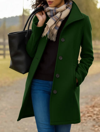Emma women's wool-blend coat, classic mid-length single-breasted coat with tailored fit and stylish design, in neutral color.