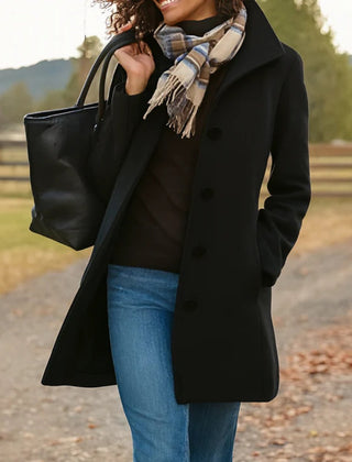 Emma women's wool-blend coat, mid-length, single-breasted design, stylish and warm outerwear from Christine Brewer.