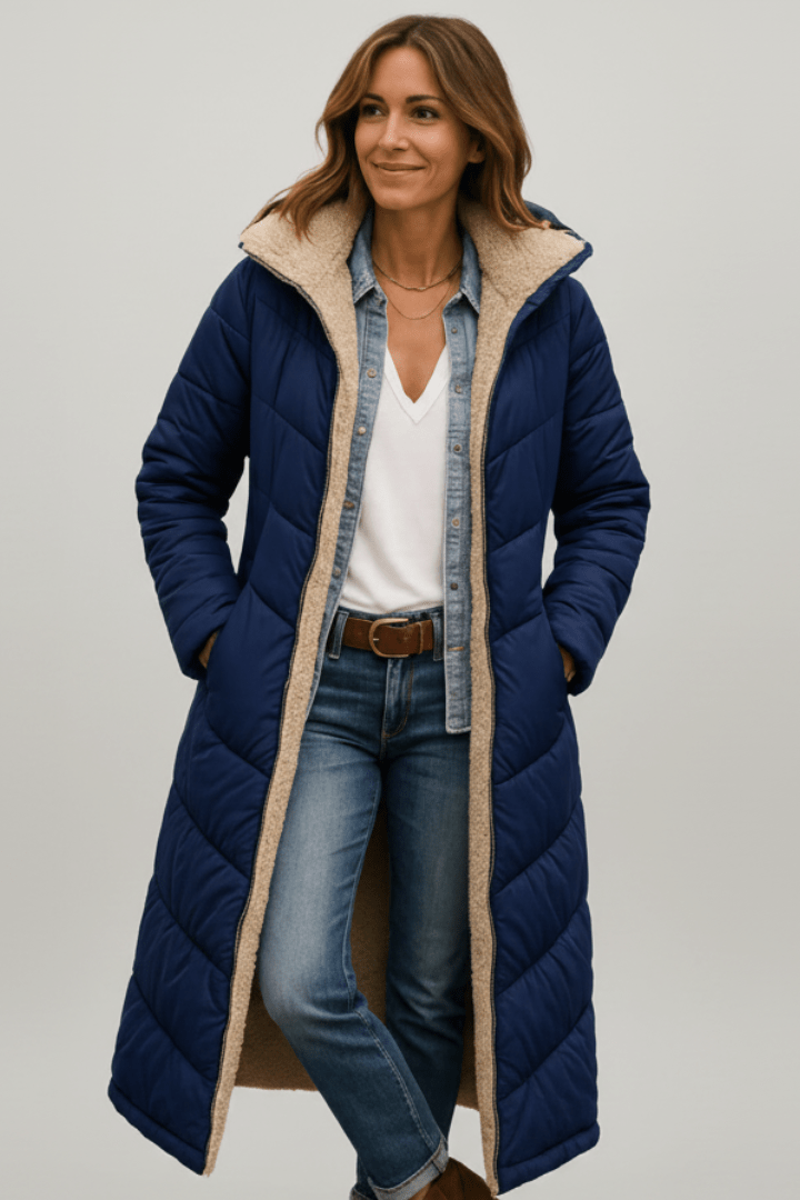 Laila | Quilted Longline Hooded Coat for Women