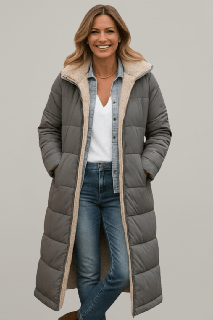 Laila | Quilted Longline Hooded Coat for Women