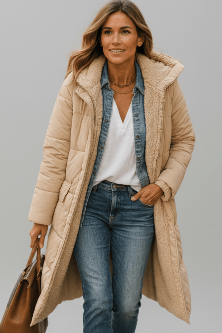 Laila | Quilted Longline Hooded Coat for Women