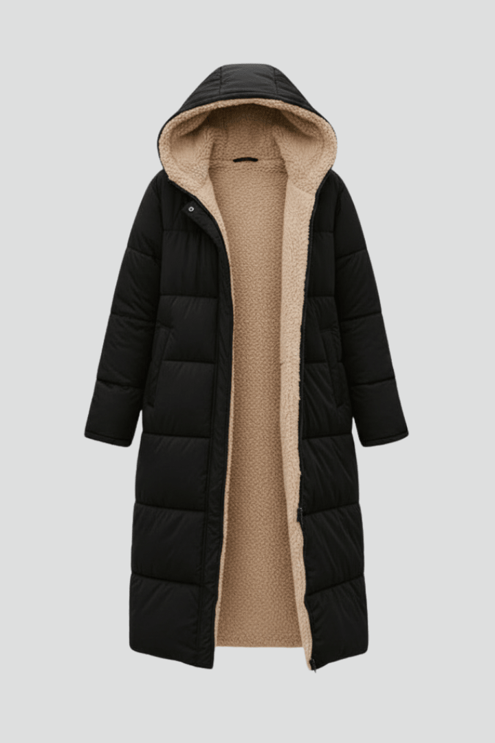 Laila | Quilted Longline Hooded Coat for Women