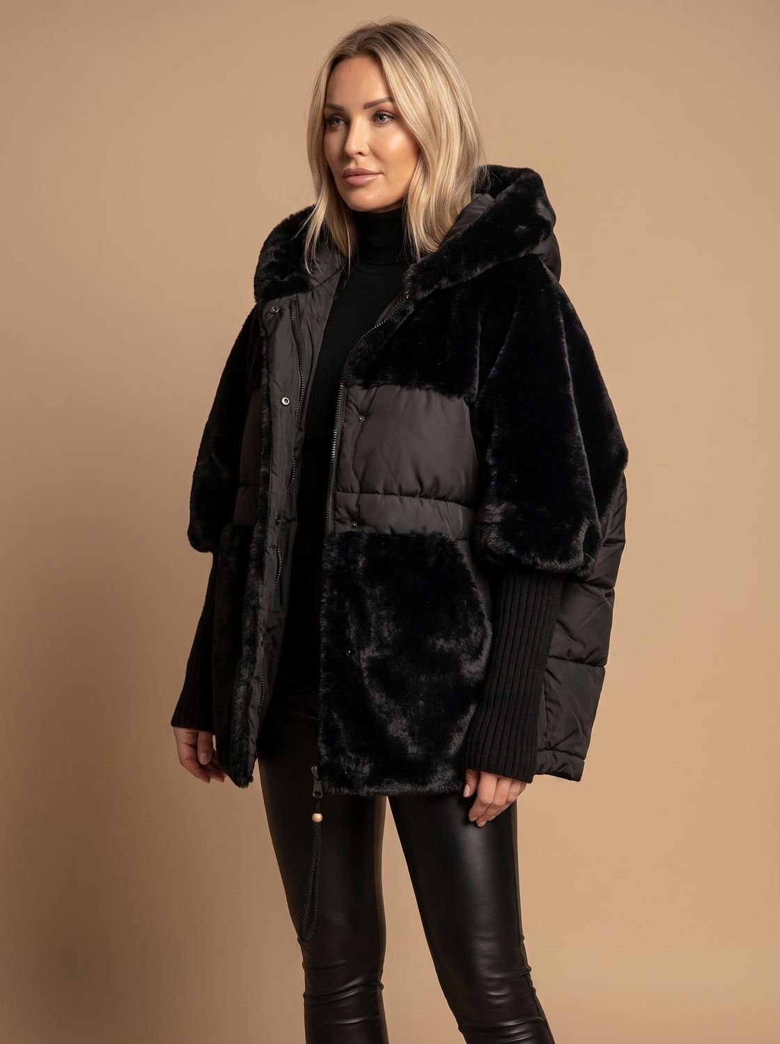Gwendolyn | Puffer Jacket Puffer Coat Quilted Winter Warm Hooded Faux Fur Oversized Zip Up