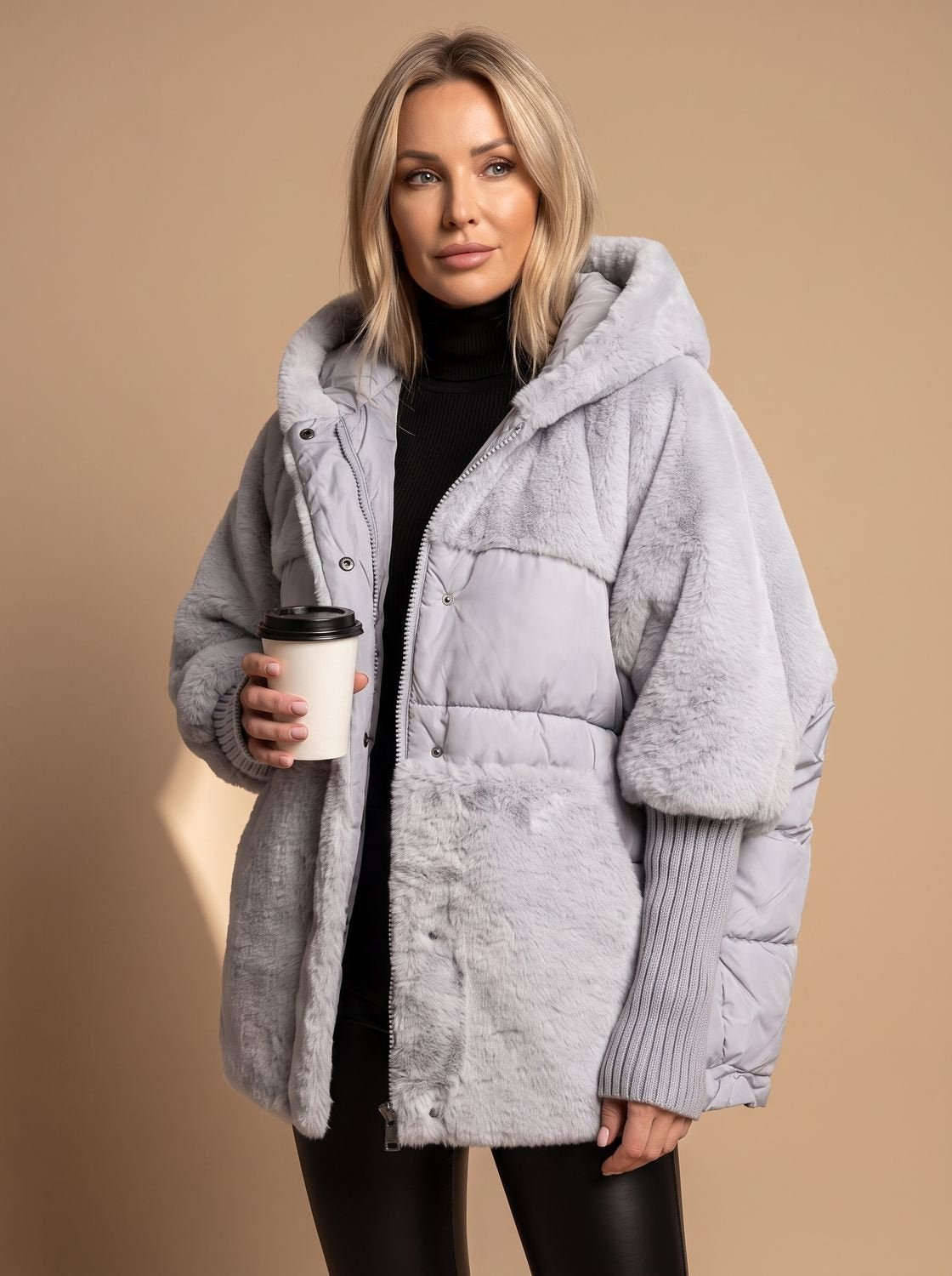 Gwendolyn | Puffer Jacket Puffer Coat Quilted Winter Warm Hooded Faux Fur Oversized Zip Up