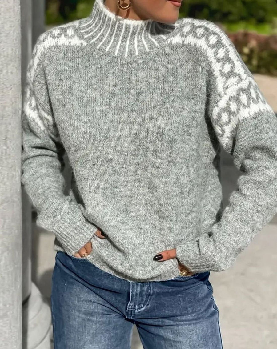 Ingeborg | Women's Knit Sweater Nordic Fair Isle Turtleneck Relaxed Fit Knit Pullover Warm Holiday Knit