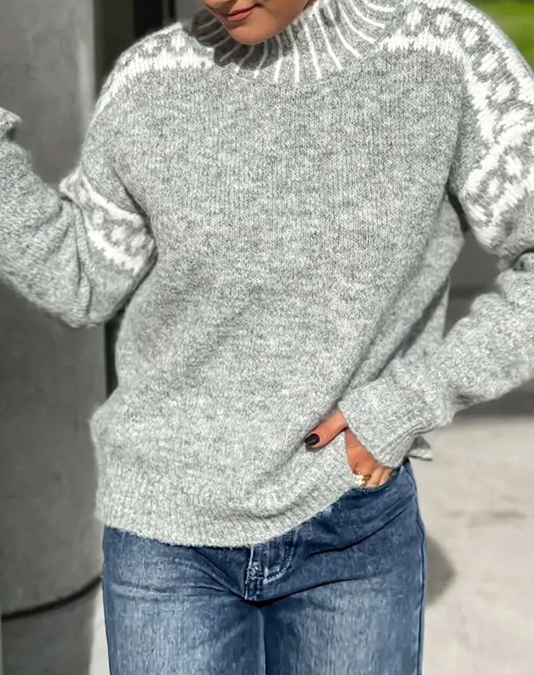 Ingeborg | Women's Knit Sweater Nordic Fair Isle Turtleneck Relaxed Fit Knit Pullover Warm Holiday Knit
