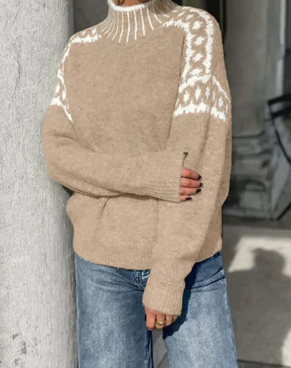 Ingeborg | Women's Knit Sweater Nordic Fair Isle Turtleneck Relaxed Fit Knit Pullover Warm Holiday Knit