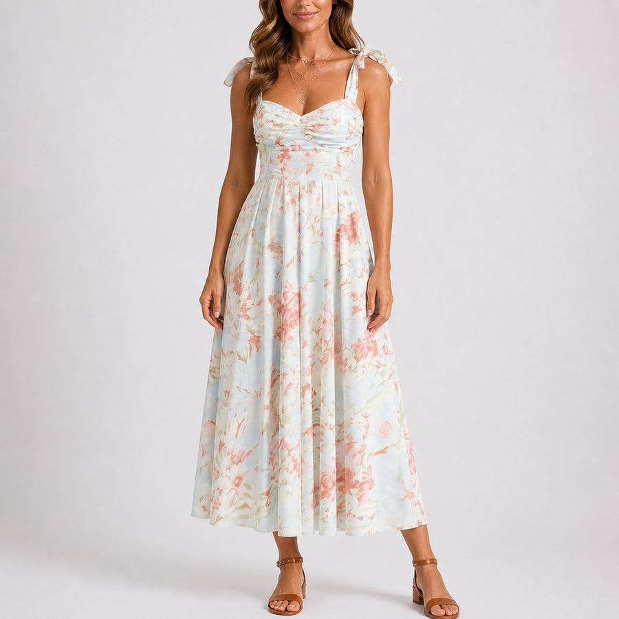 Marisol | Wedding Guest Dress Midi Dress Women Floral Ruched Sweetheart A-Line Formal Cocktail Fall
