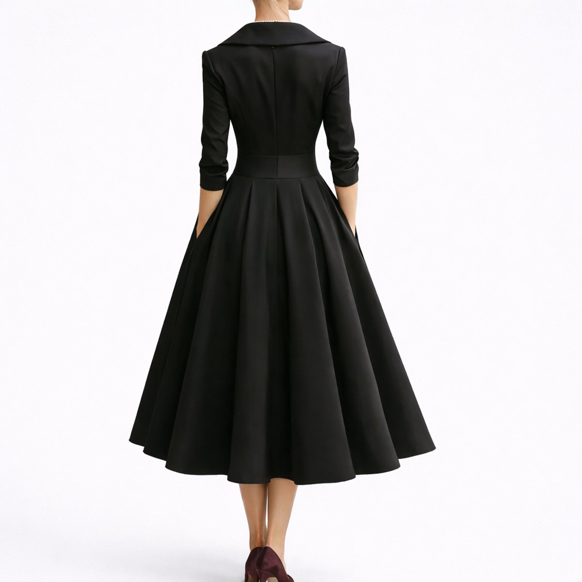 Margot | Wedding Guest Dress Cocktail Dress Midi Dress Women A-Line V-Neck Wrap Pockets Fall