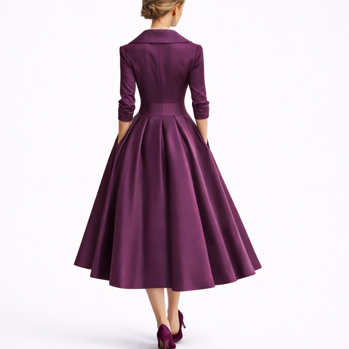 Margot | Wedding Guest Dress Cocktail Dress Midi Dress Women A-Line V-Neck Wrap Pockets Fall