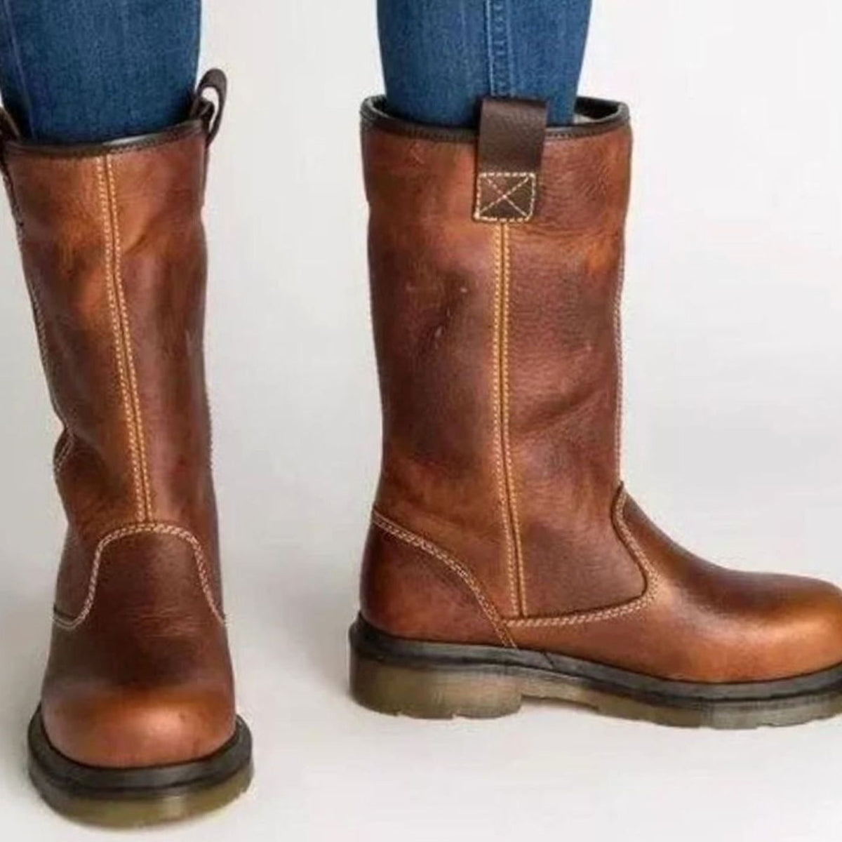 Hattie | Winter Boots, Women, Mid-Calf, Leather, Fleece Lined, Sherpa, Warm, Slip On, Low Heel,
