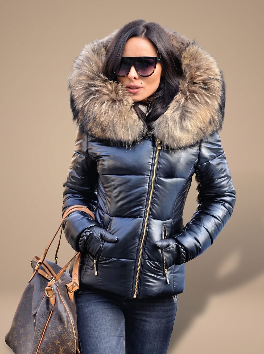 Mackenzie | Puffer Coat Puffer Jacket Quilted Winter Warm Hooded Faux Fur Fitted Zip Up