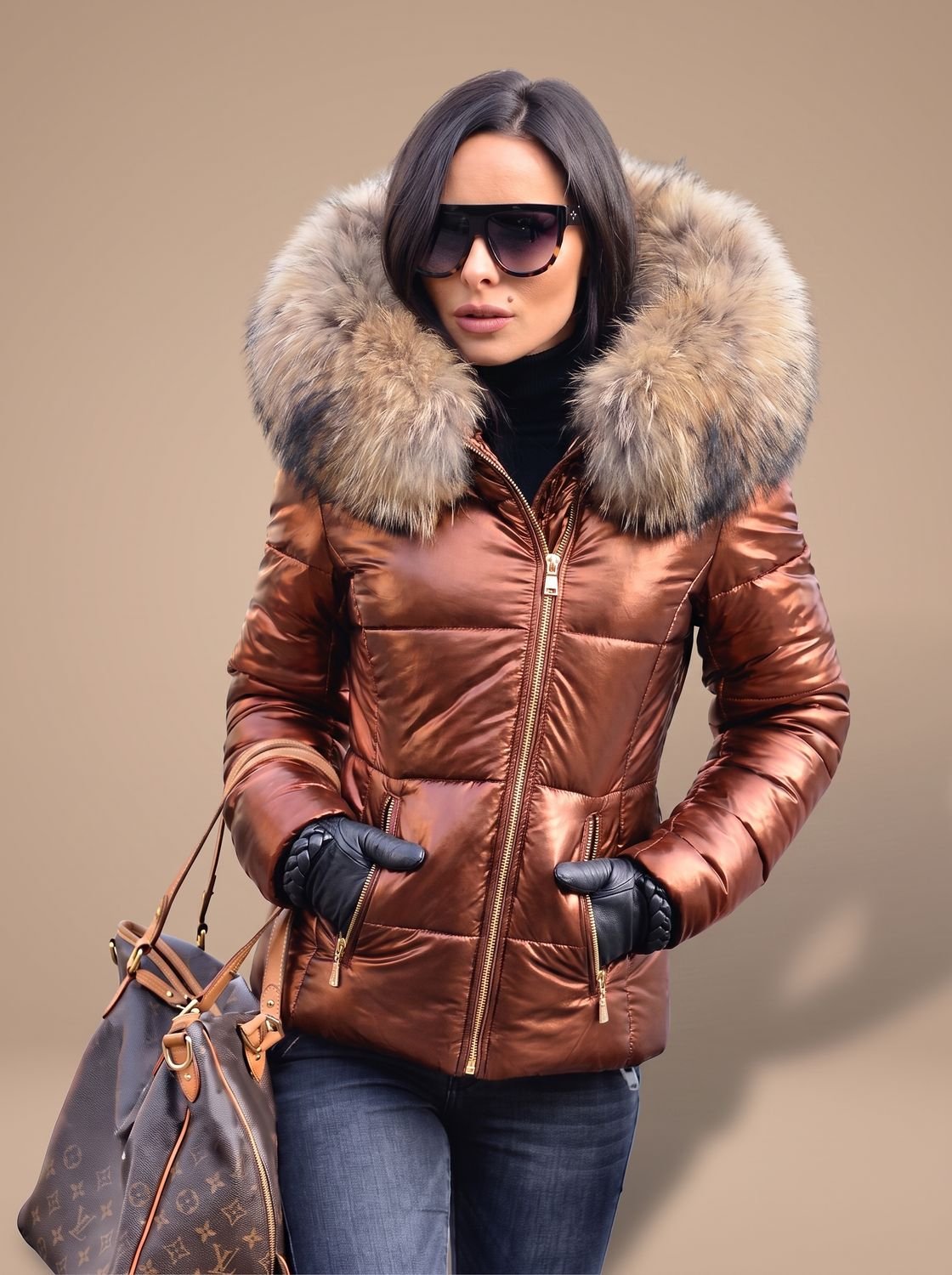 Mackenzie | Puffer Coat Puffer Jacket Quilted Winter Warm Hooded Faux Fur Fitted Zip Up