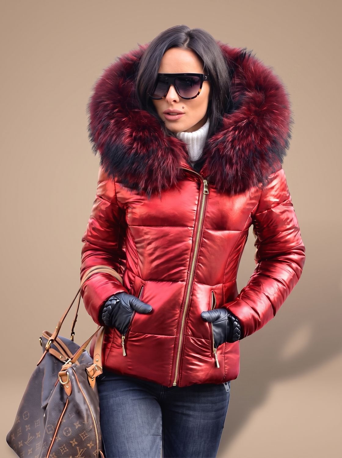 Mackenzie | Puffer Coat Puffer Jacket Quilted Winter Warm Hooded Faux Fur Fitted Zip Up