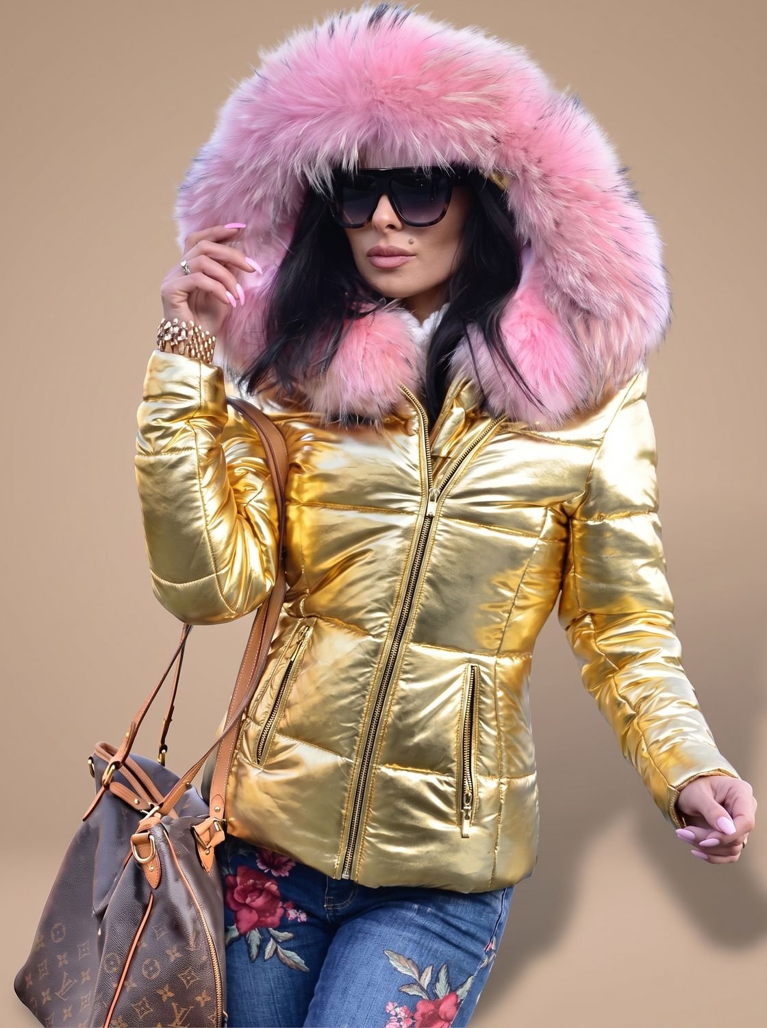 Mackenzie | Puffer Coat Puffer Jacket Quilted Winter Warm Hooded Faux Fur Fitted Zip Up