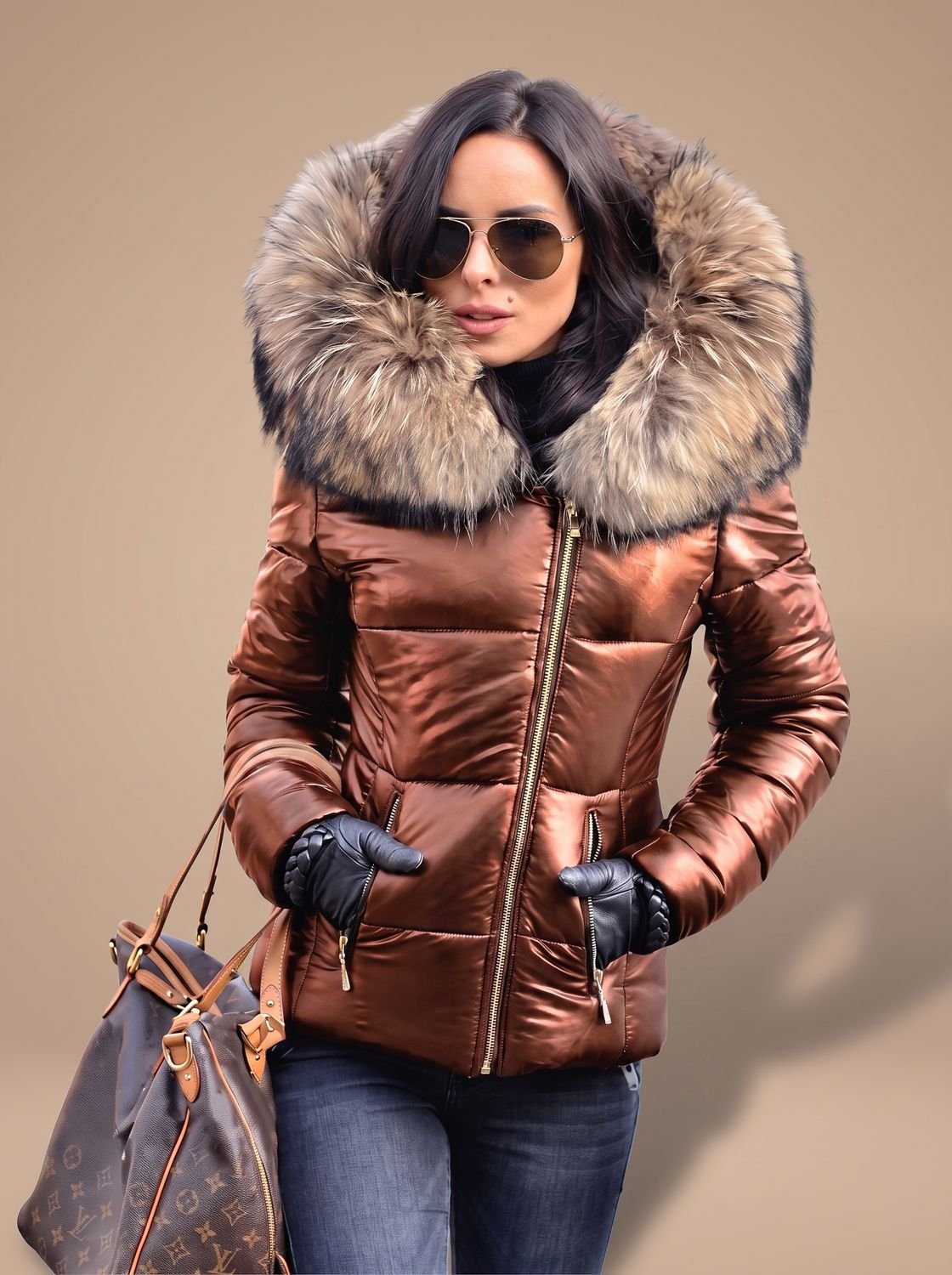 Mackenzie | Puffer Coat Puffer Jacket Quilted Winter Warm Hooded Faux Fur Fitted Zip Up