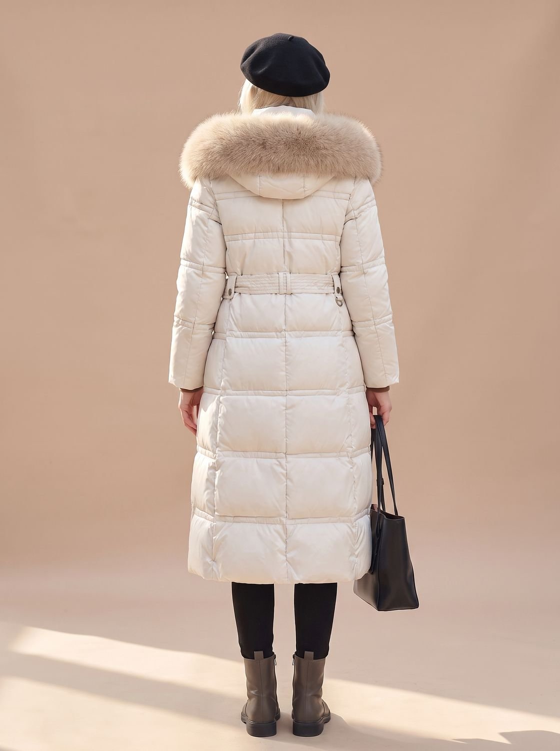 Riley | Puffer Coat Puffer Jacket Quilted Winter Warm Hooded Faux Fur Longline Zip Up