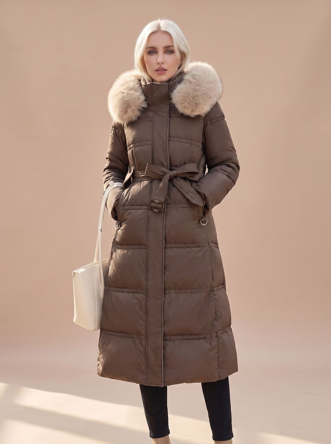 Riley | Puffer Coat Puffer Jacket Quilted Winter Warm Hooded Faux Fur Longline Zip Up