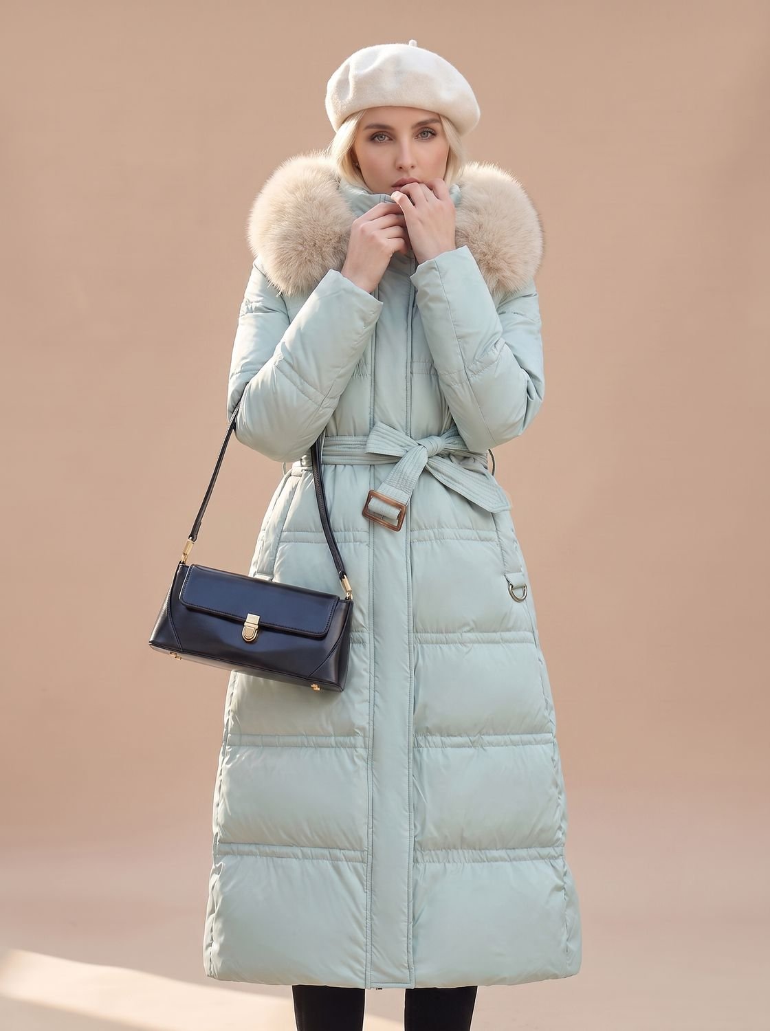 Riley | Puffer Coat Puffer Jacket Quilted Winter Warm Hooded Faux Fur Longline Zip Up