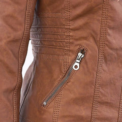 Charlotte women's faux leather moto coat with removable hood, featuring a stylish hooded design and sleek black finish.