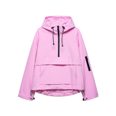 Women’s quilted hooded pullover anorak by Christine Brewer, windproof jacket with half-zip and cozy design.